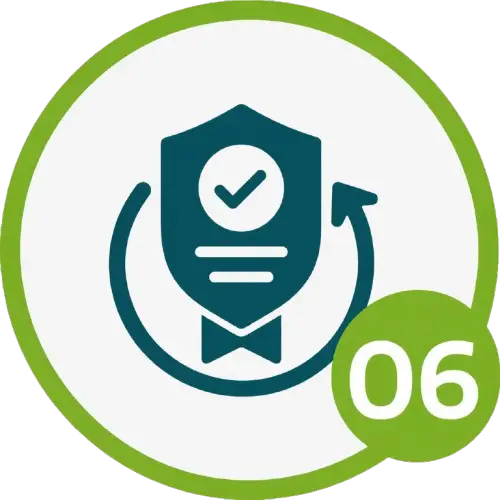 Shield with checkmark icon representing guaranteed HVAC and plumbing services, customer satisfaction, and quality assurance.